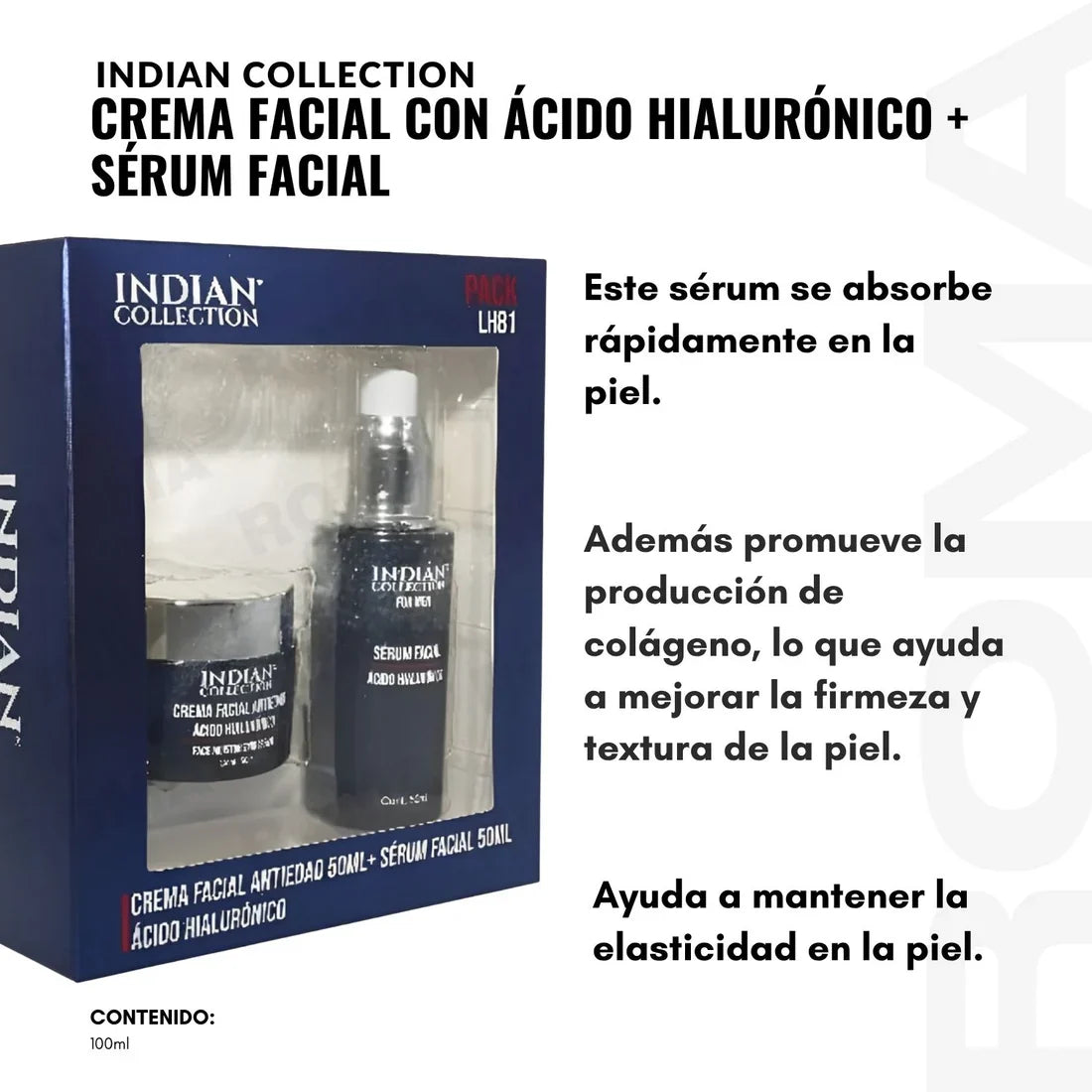 Kit Facial Indian Collection combina Sérum + Crema Facial con Ácido Hialurónico