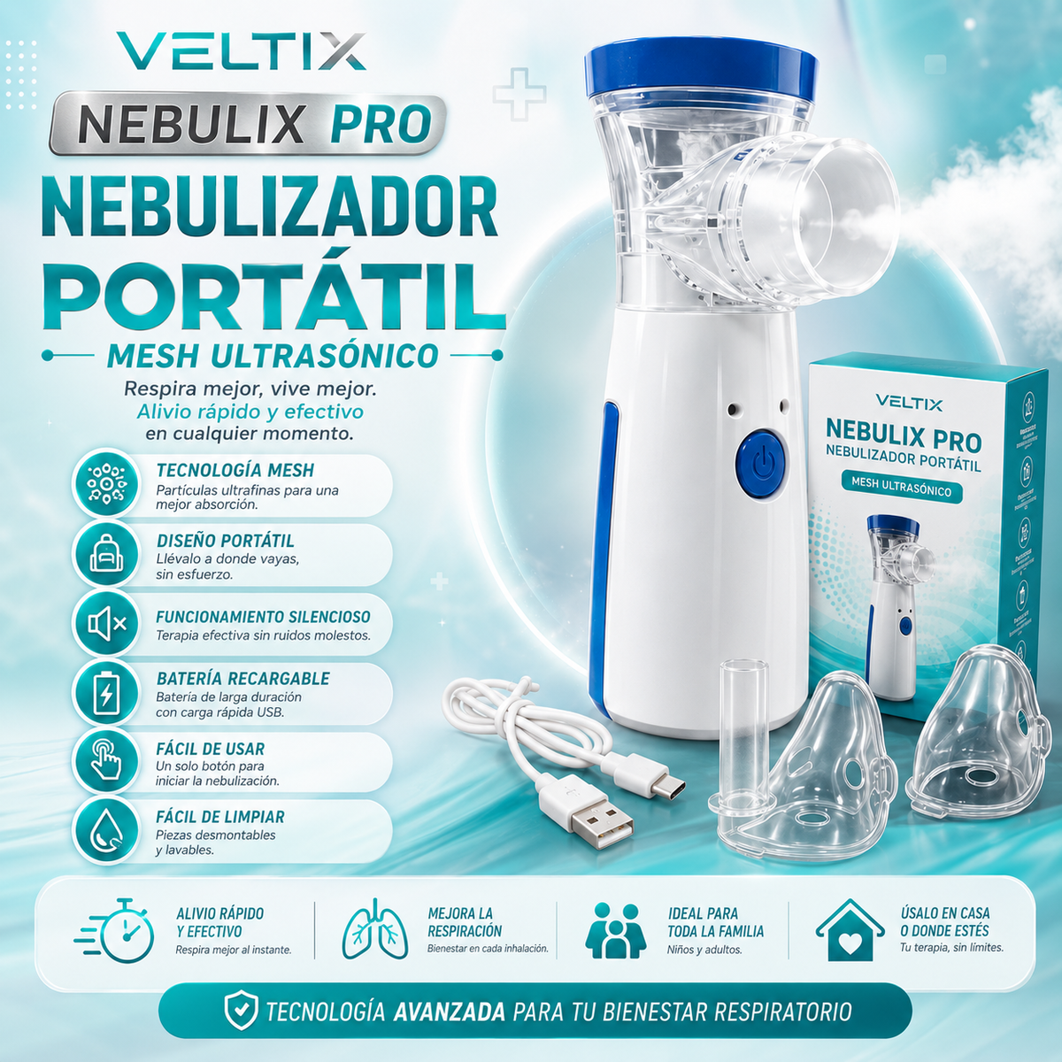 NEBULIX PRO - NEBULIZADOR PORTÁTIL MESH